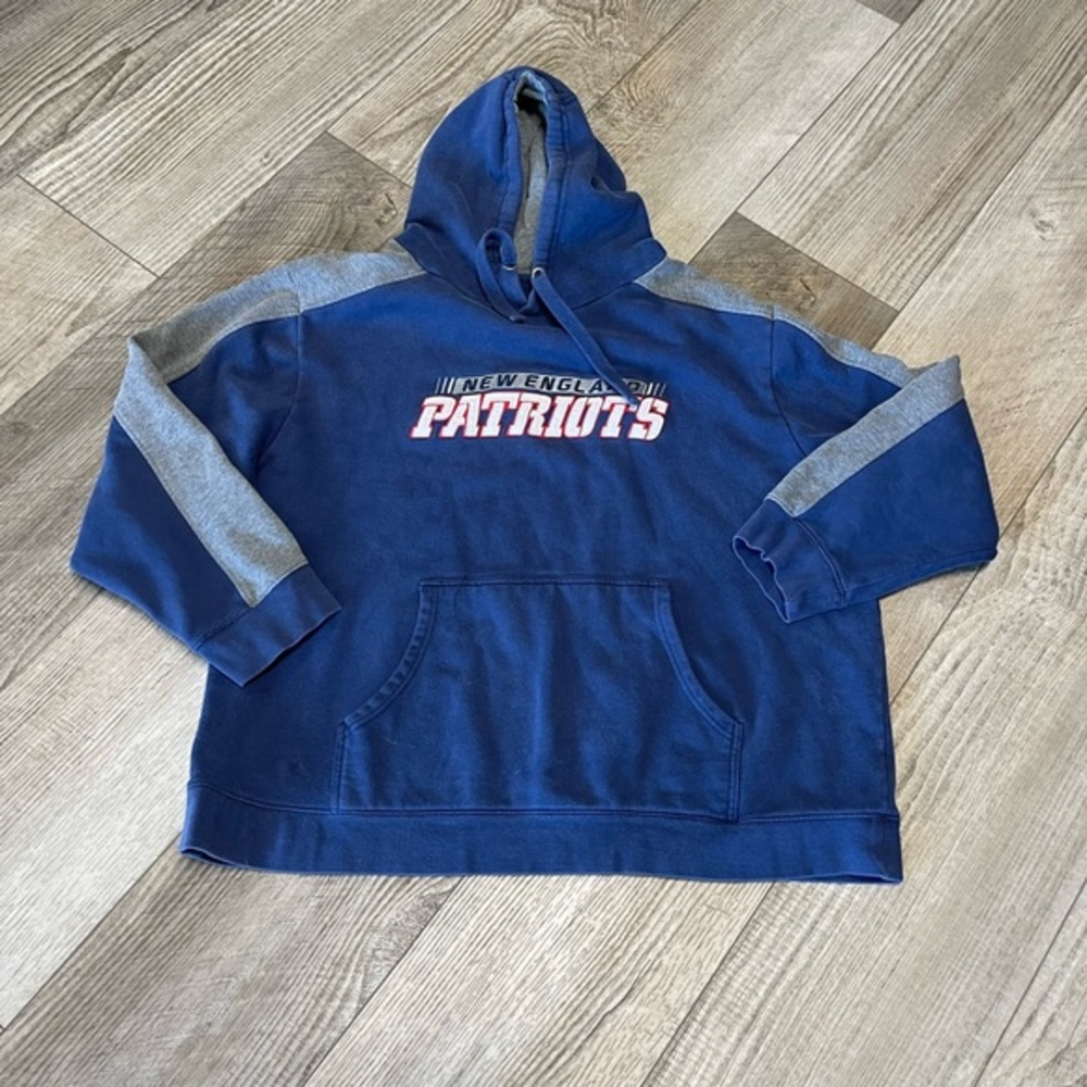 Vtg New England Patriots NFL Pro blue gray hoodie sweatshirt 2x
